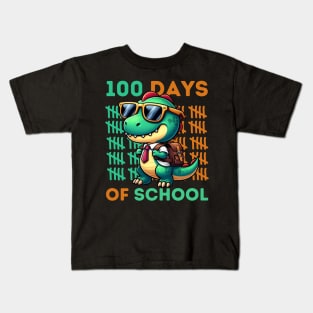 100th Day of School Teacher Dinosaur T-Rex 100 Days Kids Kids T-Shirt